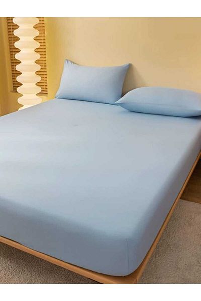 Totem Ranforce Cotton Blue Pillowcase Elastic Sheet Set Single 100 X 200