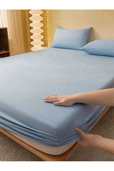 Totem Ranforce Cotton Blue Pillowcase Elastic Sheet Set Single 100 X 200