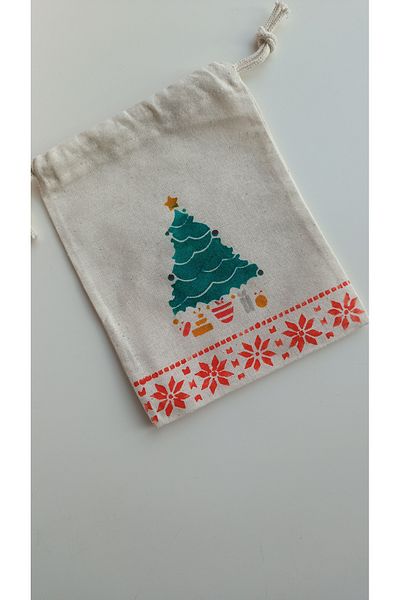 Art Dreams Design Christmas Pine Tree Gift Bag Pine Tree Pattern New Year Drawstring Pouch