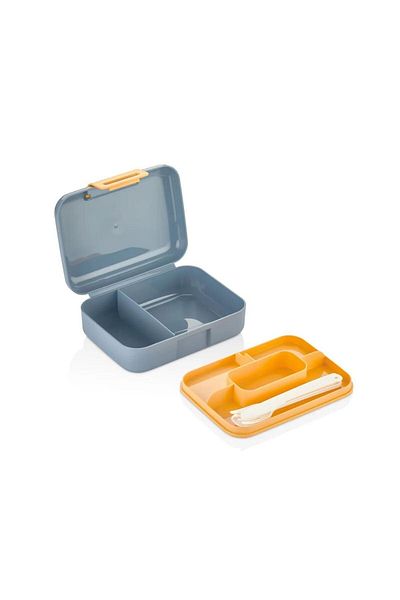 Vagonlife (SET DE 2) Cutie de prânz cu două etaje, cu două compartimente, recipient pentru depozitarea alimentelor, set de cuțite cu furculiță, lingură