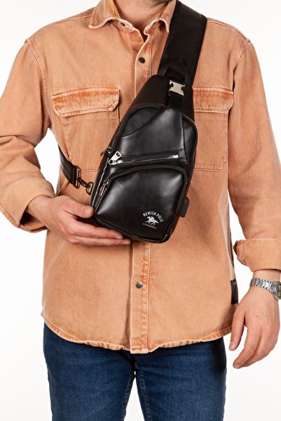 Newish Polo Unisex Yıkama Deri Kulaklık Usb Çıkışı Çapraz Askılı Bel Omuz Göğ...