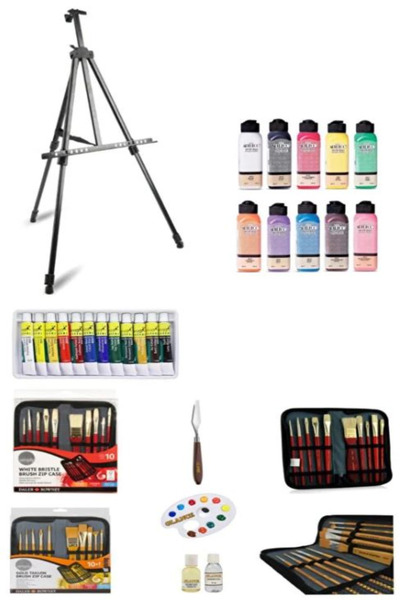 GLANCE Fanart Academy 12x12 ml Yağlı Boya Artdeco 140 ml Akrilik Boya Gereçle...