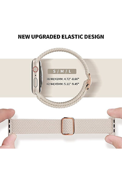 mimtec Apple Watch Uyumlu 38mm 40mm 41mm 2 ADET SET 1/2/3/4/5/6/se/7/8/9 Kordon Loop Örgülü Kordon