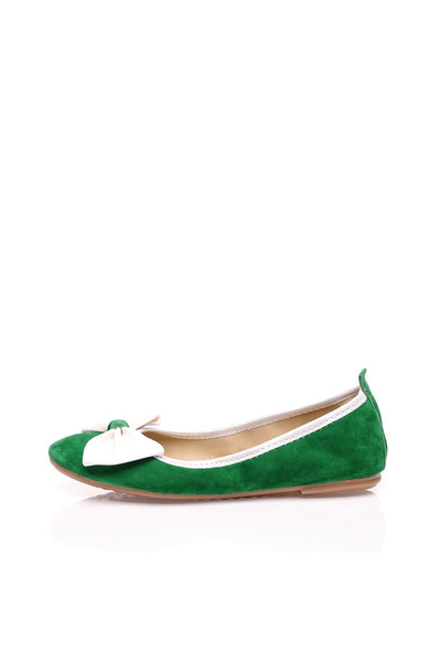 JustBow Women's Daily Green Ballerinas