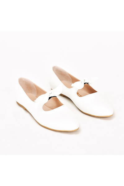 JustBow Γυναικείες καθημερινές λευκές μπαλαρίνες