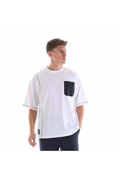 defys Ανδρικό μπλουζάκι με κοντό μανίκι με λαιμόκοψη με λεπτομέρεια τσέπης ΛΕΥΚΟ