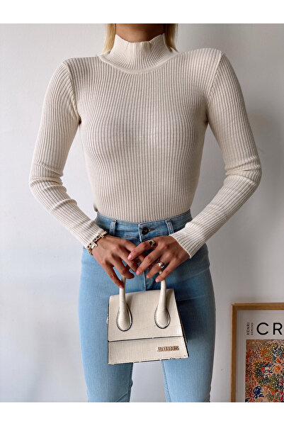 LACHT Γυναικείο ζιβάγκο μπεζ πλεκτό Crop