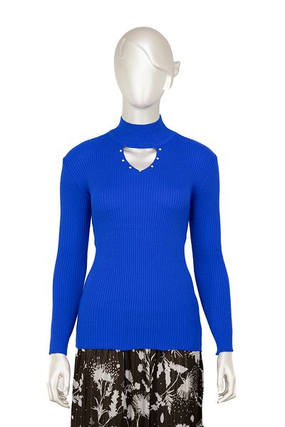 Oppland Pulover Badi din tricotaje de iarnă pentru femei, cu jumătate de guler și decolteu cu strasuri