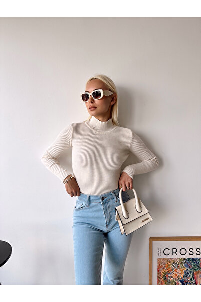 LACHT Γυναικείο ζιβάγκο μπεζ πλεκτό Crop