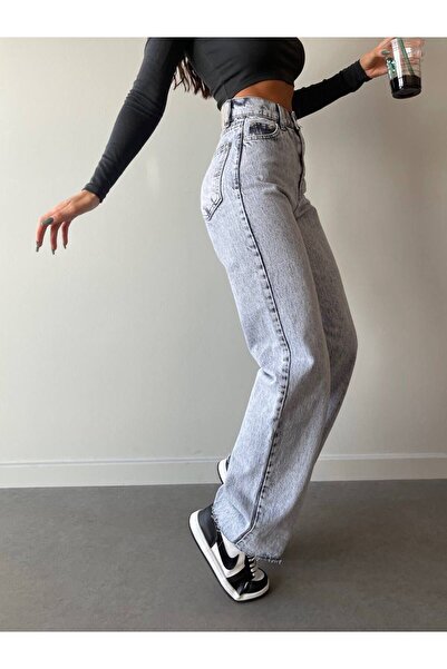 QİSSO Τζιν Victoria - Παντελόνι πλύσης, φαρδύ πόδι