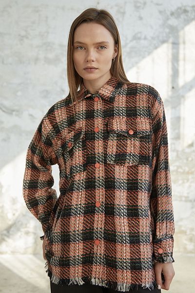 InStyle Tassel Detail Snap Fastener Shirt - Orange