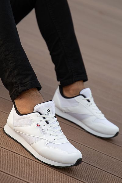 BOUIS Pánské bílé Šněrovací Denní Pohodlné Ležérní Pohodlné Lehké Tenisky s měkkou podrážkou Sportovní boty