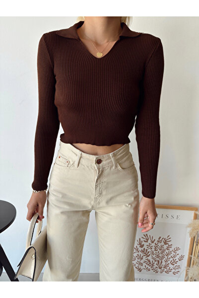 LACHT Γυναικεία πλεκτή μπλούζα με λαιμόκοψη πόλο