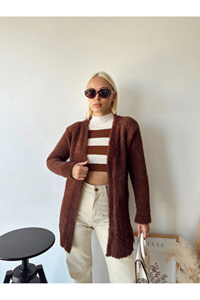 LACHT Cardigan moale de tricotaj lung maro pentru femei