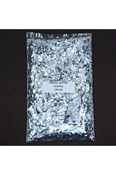 HOBİFLEX GLİTTER EPOKSİ REÇİNE SANATSAL SÜSLEME PULU DAMLA GÖRÜNÜMLÜ NAİL ART MAKYAJ SİM GÜMÜŞ 100 GR