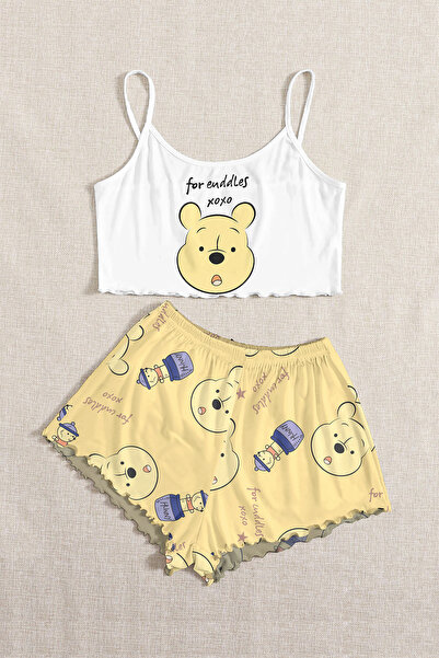 PEMBİŞ HOMEWEAR Askılı Şort Pijama Takımı Hunny 2 Pooh Supersoft Basic Süprem