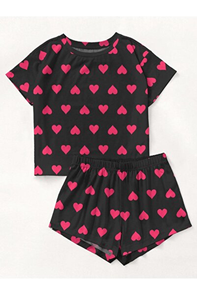 PEMBİŞ HOMEWEAR Short Sleeve Shorts Pajama Set Happy Together Supersoft Basic...