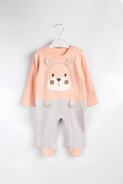 Rise Raba Unisex Baby Animal Embroidered Cotton Snap Jumpsuit 3-12 Months
