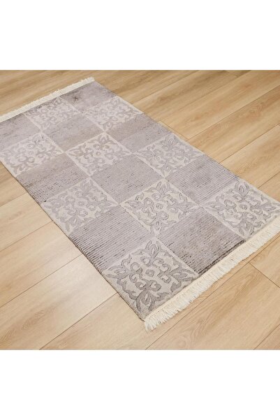El Dokuma Damask Desenli Gümüş Bambu Halı