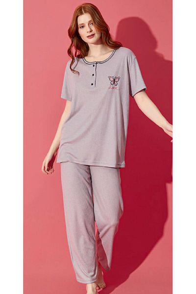 LİLA İÇ GİYİM WOMEN'S VISCOSE SHORT SLEEVE PAJAMA SET