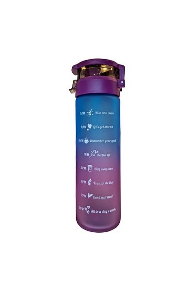 HELP STEPS Glass Motivational Water Bottle - Pink Transitional