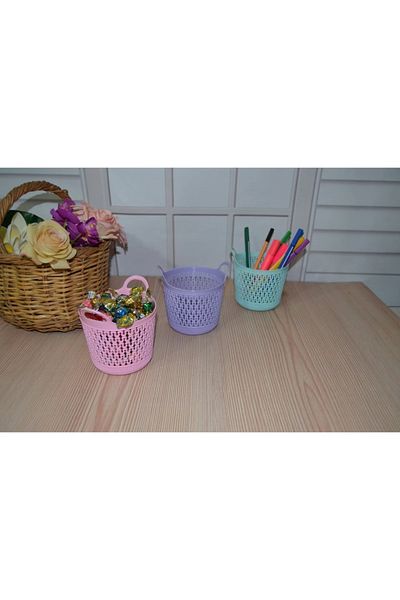 KRM HOME Μίνι καλάθι παρουσίασης 3 τεμαχίων - Ζαχαροθήκη, θήκη για στυλό και διακοσμητικό καλάθι