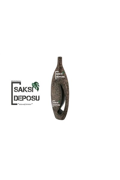 saksı deposu مزهرية بنية منقوشة - 47 سم × 26 سم