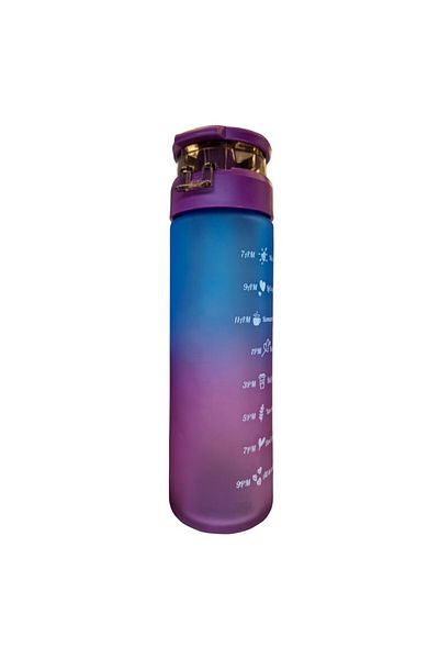 HELP STEPS Glass Motivational Water Bottle - Pink Transitional