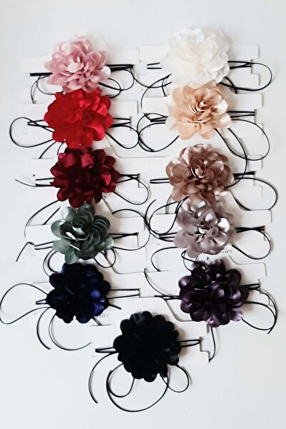 Bijusel Flower Choker Rose Necklace Genuine Leather Laced