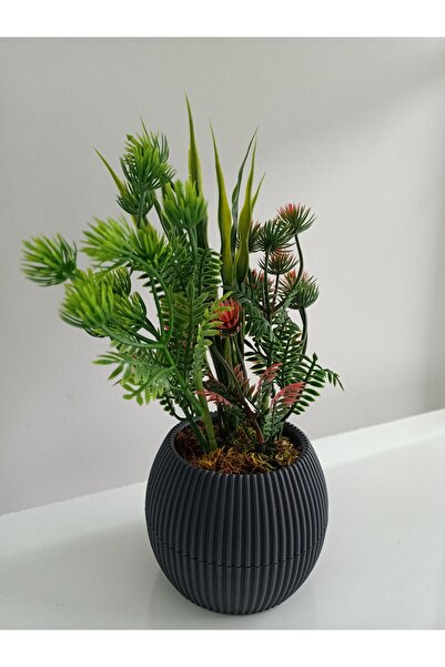 ViraHome Artificial Flower Arrangement with Stone Moss in Mini Pot Decorative Gift Kitchen Office Table Flower