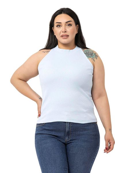DISENTIS MODEST Dimensiune Plus Gât Halter Semi Turtleneck Camisole Baby Blue Body