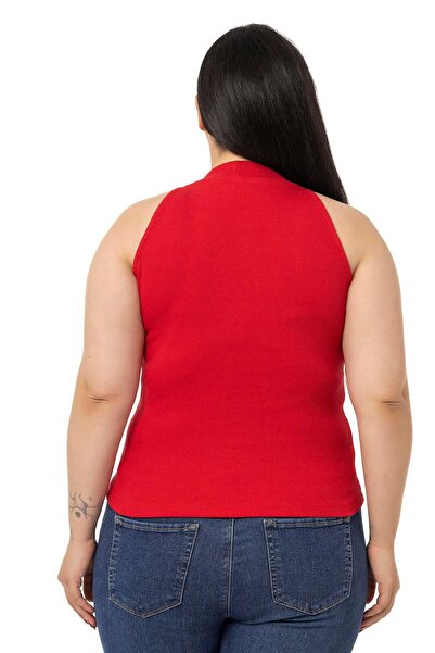 DISENTIS MODEST Large Size Halter Neck Half Turtleneck Camisole Red Body