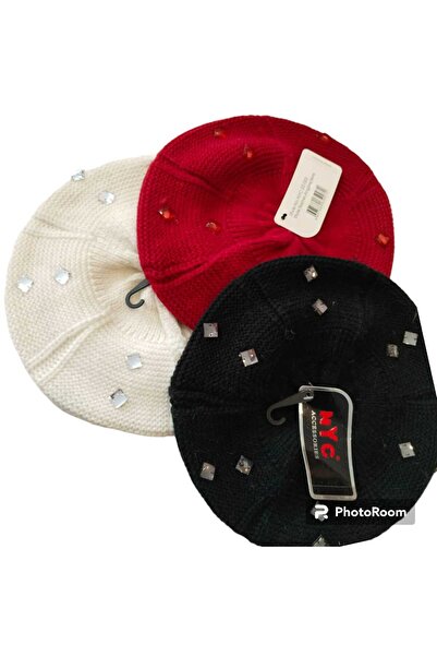 Betülce KARE TAŞLI RESSAM ÇİFT KATLI BERE KADIN BERESİ