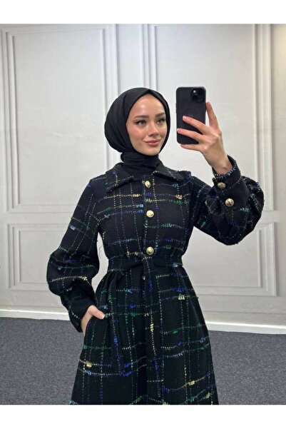 Esre Store 4449 - Цветно скромно палто в синьо