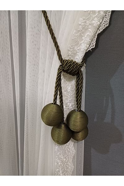 venedik home Συσκευή δεσίματος τούλι και φόντου 4 μπάλες χακί χρώματος - Συνδετικό οροφής διπλής ράγας