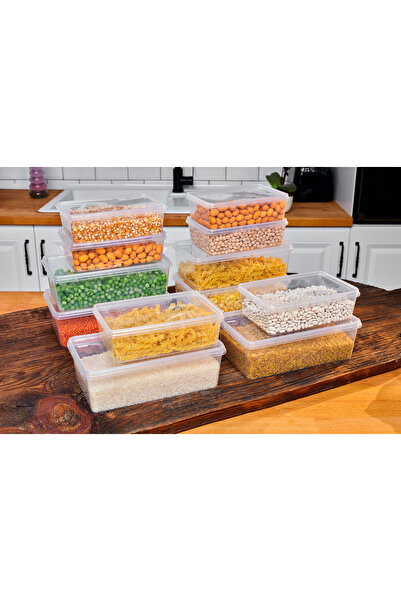 SUPERPUP Plastic Storage (6 Pieces 1 Liter 6 Pieces 2 Liter) Container Food Container Pulses Container Self-Cover