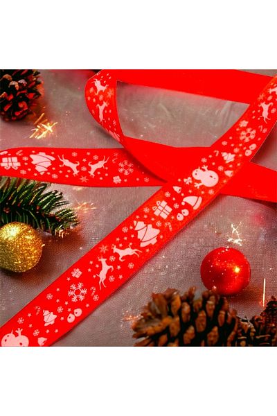 BukiroAtelier 2 Meters Patterned Pine Tree Christmas Ribbon - Packaging Ribbon