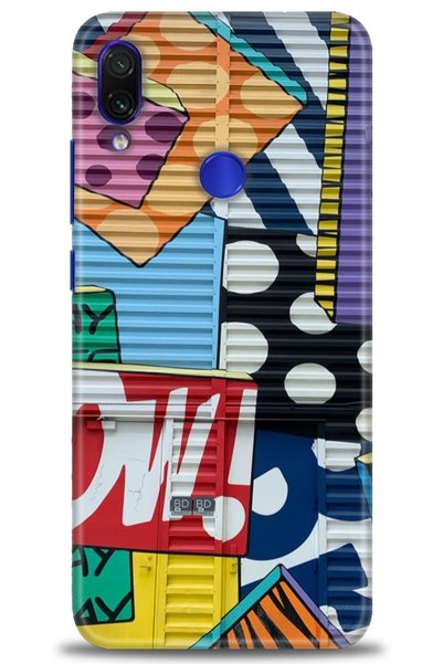 MRCİLETİSİM Xiaomi Redmi Note 7 Case Hd Printed Case - Graffiti + Full Screen...