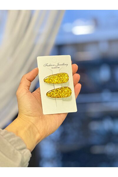 schkırt Triangle Model Epoxy Gold Color Glitter Children's Clamp Buckle Gift ...