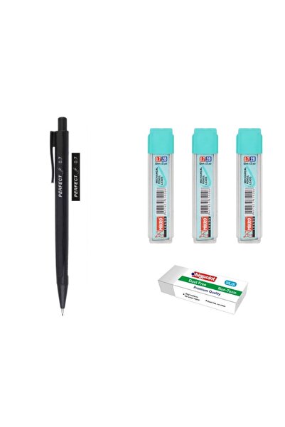 Art Tone قلم رصاص ميكانيكي متعدد الاستخدامات بطرف مثالي 0.7 مم أسود وطرف قلم رصاص 0.7 مم مجموعة من 3 قطع وممحاة