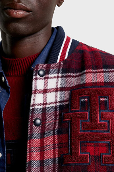 Tommy Hilfiger Plaid Patterned Wool Blend Regular Fit Bomber Jacket Men'S JACKET MW0MW34023 0QM