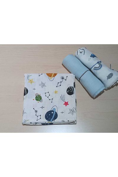 Alpıno 85 x 85 MUSLIN COVER 85cm*85 cm (3 pieces) 100% COTTON BABY BLANKET Antibacterial Cotton Single Eba
