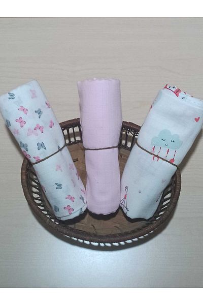 Alpıno ALPINOBABY MUSLIN COVER 85cm*85 cm (3 pieces) COTTON BABY BLANKET