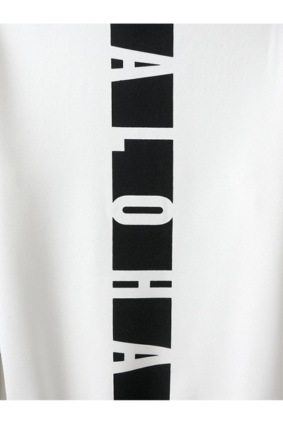 over head oh Унісекс білий оверсайз-світшот з принтом Aloha