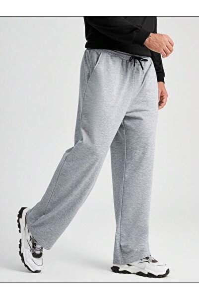 FİTGO Γκρι ανδρική φόρμα με ίσιο πόδι και φαρδιά γραμμή