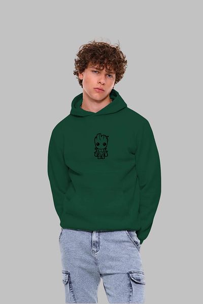 MAD COLLECTİON Φούτερ με κουκούλα Unisex, κανονική εφαρμογή, μακρυμάνικο Groot με στάμπα με κουκούλα, βαμβακερό
