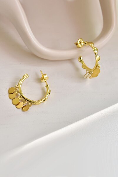 Sinsirella 925 Ayar Gümüş Gold Kaplama Yuvarlak Pullu Sallantılı Shakira Tasa...