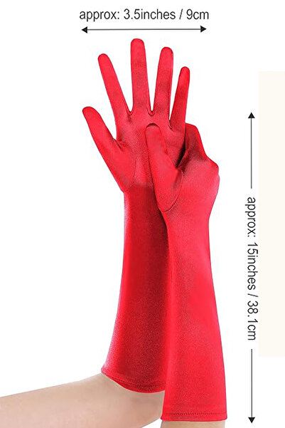 Hayalperest boncuk Half Sleeve Glossy Satin Gloves Satin Bridal Wedding Wedding Gloves Red