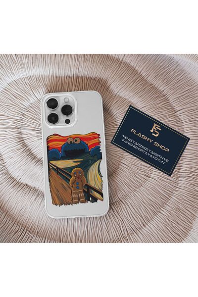 Flashy Shop Samsung Galaxy S23 Fe Compatible Sesame Street Cookie Monster Scream Painting Design Transparent Case