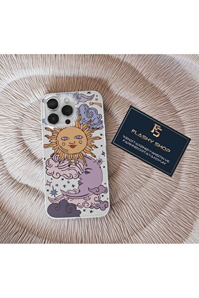 Transparent Case with Samsung Galaxy S23 FE Compatible Solar and Moon Design